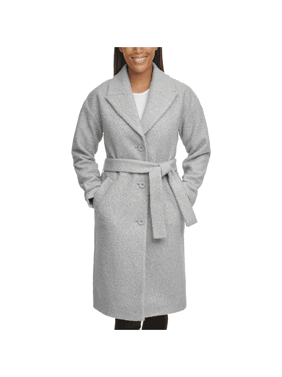 Ladies' Boucle Wrap Coat (Lgy/Lt Grey, L)