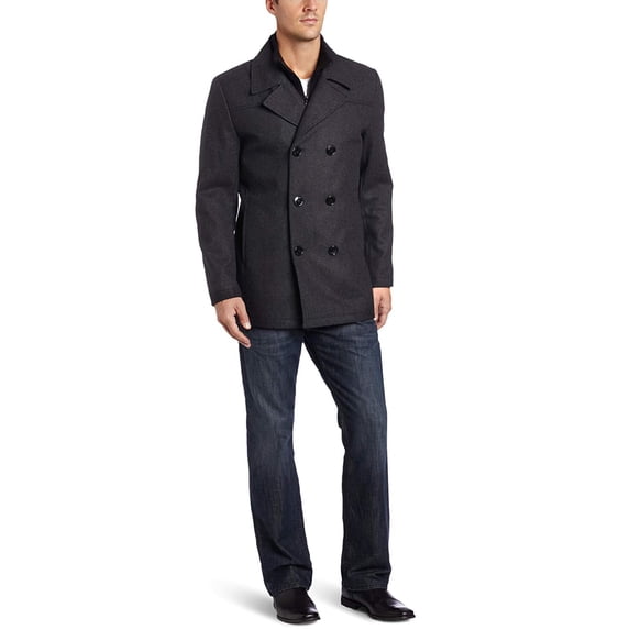 Kenneth Cole Men's 449NB304 Pea Coat with Attatched Bib Including Big & Tall - Blue - 4XLT