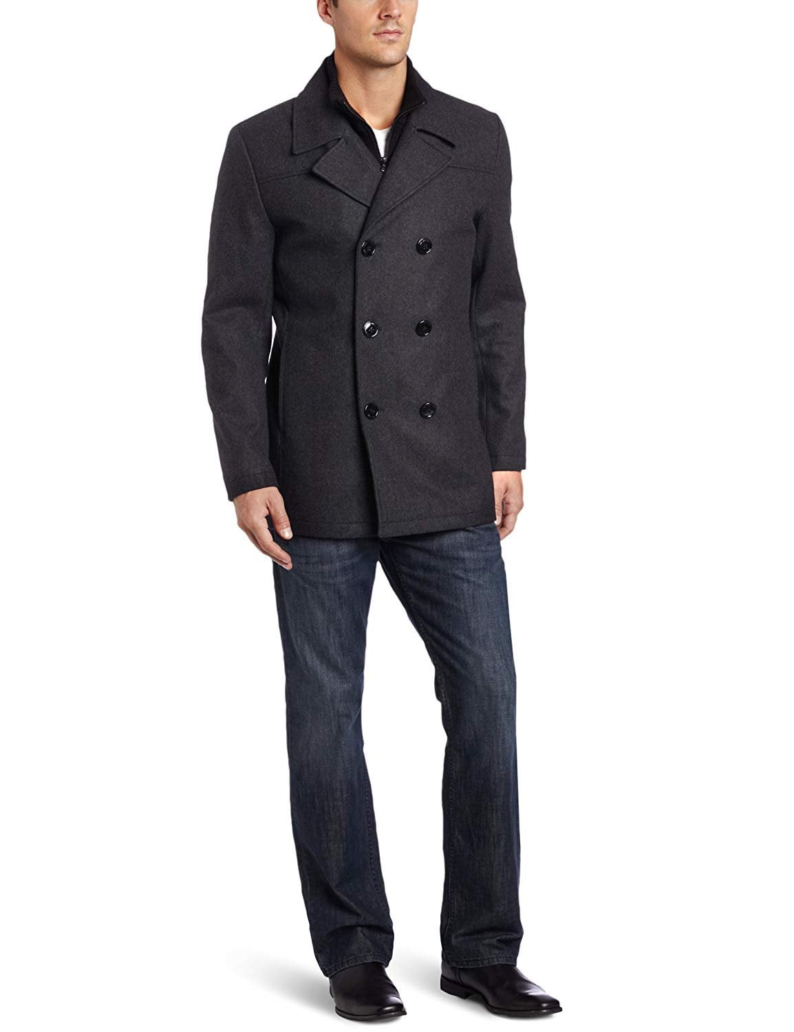Kenneth Cole Men s 449NB304 Pea Coat with Attatched Bib Including Big Tall Medium Brown 2XB