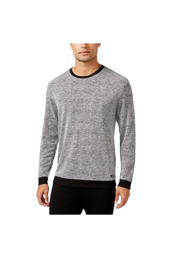 Men's Black Marled Long Sleeve Sleep Shirt, (Size L)