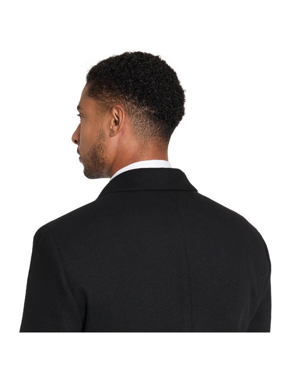 Mens Classic Fit Chesterfield Overcoat Coat 44 R Black Solid