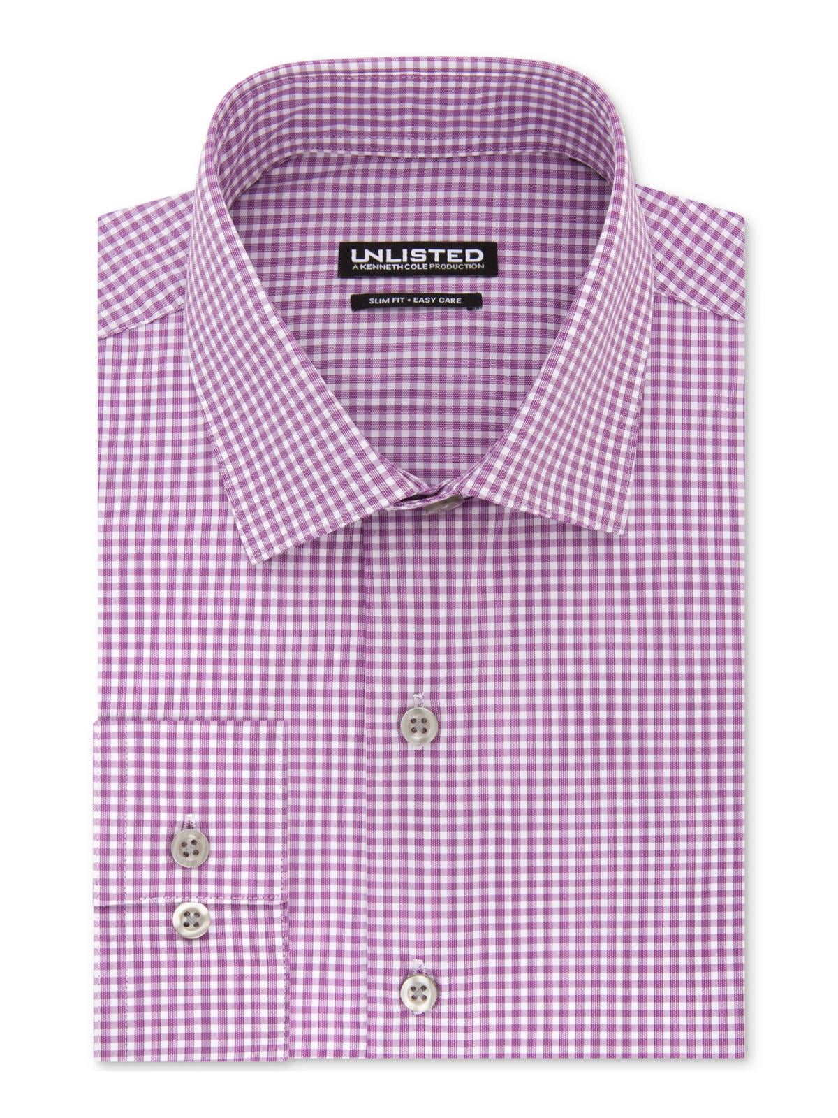 Unlisted Kenneth Cole Mens Checkered Slim Fit Dress Shirt Purple L -  Walmart.com