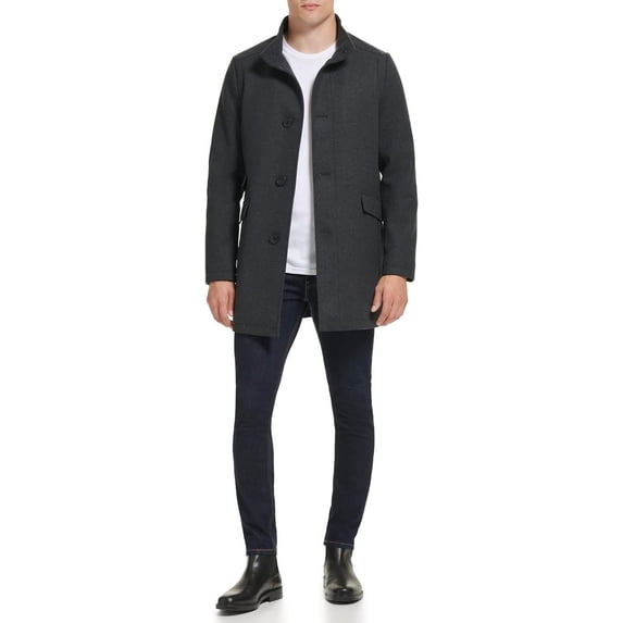 Kenneth Cole Men's Water Resistant Wool Jacket, Charcoal, Large