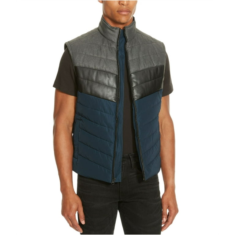 Kenneth Cole Mens Colorblock Puffer Vest Blue Small