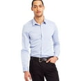 thumbnail image 1 of Kenneth Cole Mens Dobby Super Slim Button Up Shirt, Blue, X-Large, 1 of 2