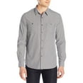 thumbnail image 1 of Kenneth Cole Mens Double-Pocket Checked Button Up Shirt, Grey, Large, 1 of 2