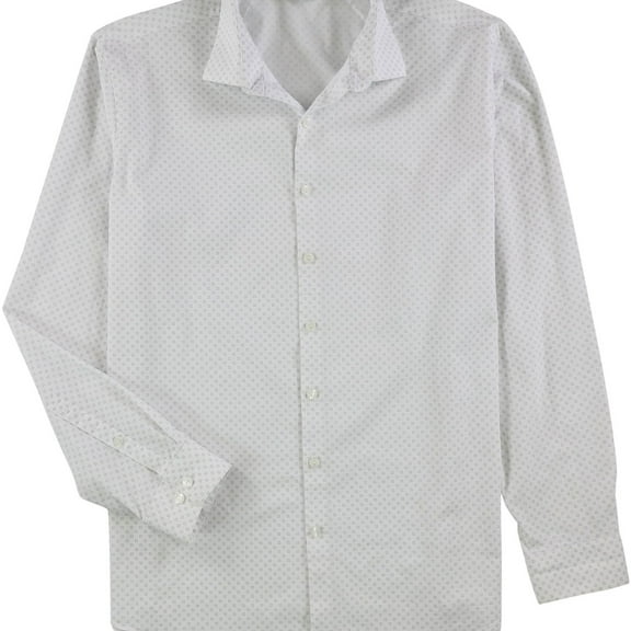 Kenneth Cole Mens Flex Collar Button Down Dress Shirt, White, 17" Neck 34"-35" Sleeve