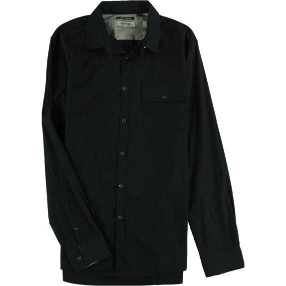Kenneth Cole Mens Greenpoint Button Up Shirt, Black, Small