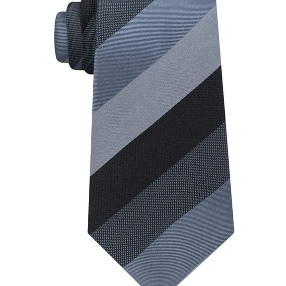 Kenneth Cole Mens Jupiter Stripe Silk Self-tied Necktie, Black, One Size