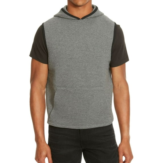 Kenneth Cole Mens Ottoman Quilted Hoodie Sweatshirt, Grey, Medium