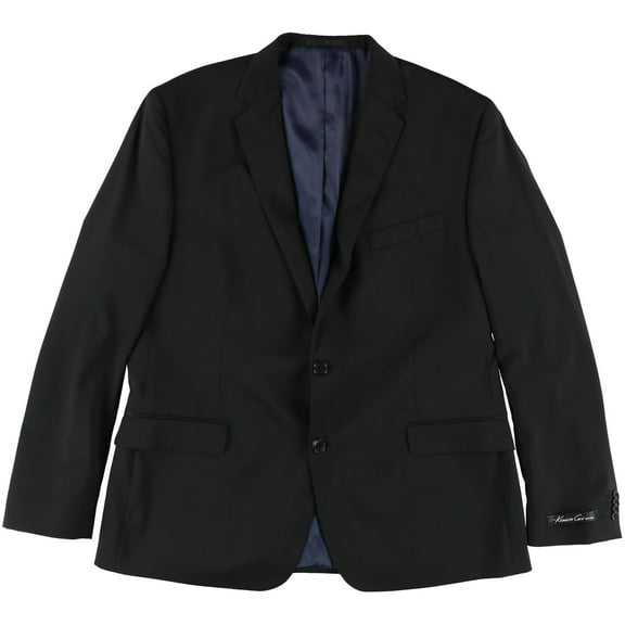 Kenneth Cole Mens Performance Wear Two Button Blazer Jacket, Black, 48 Regular