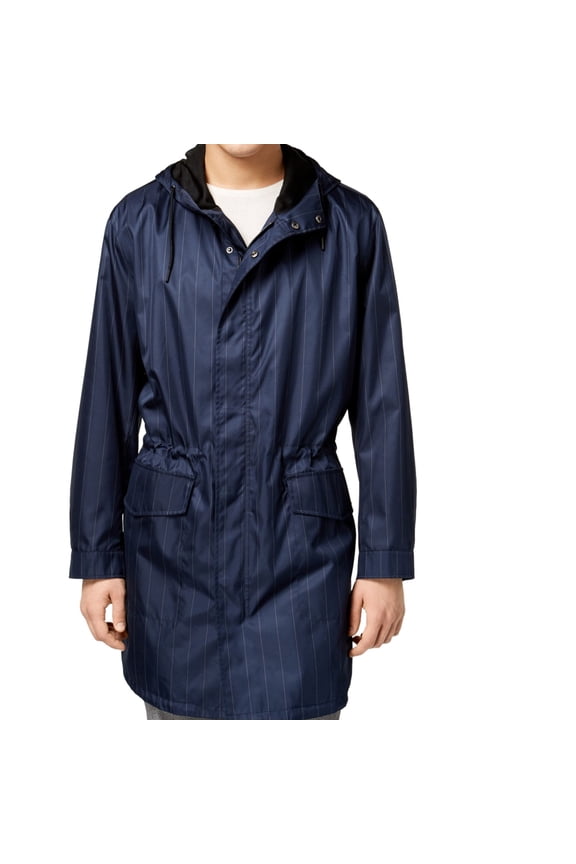 Mens Pinstripe Anorak Jacket, Blue, Large