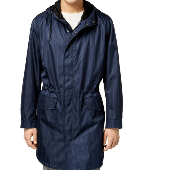 Kenneth Cole Mens Pinstripe Anorak Jacket, Blue, Medium