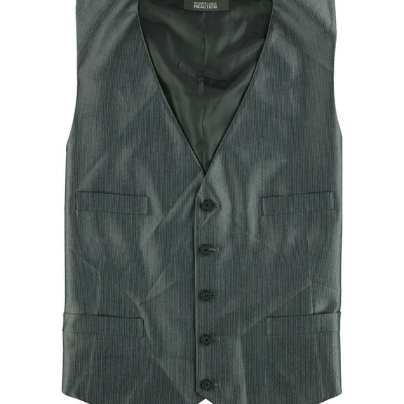Kenneth Cole Mens Pinstripe Five Button Vest, Grey, 44 Regular
