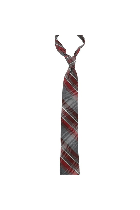 Mens Plaid Pre-tied Neck Tie, Red, One Size