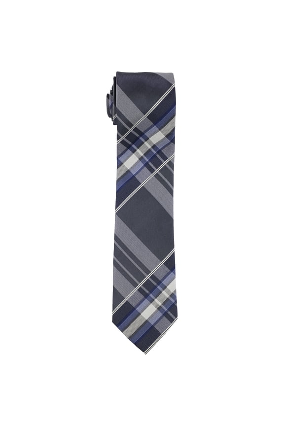 Mens Plaid Self-tied Necktie, Grey, One Size