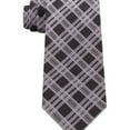 thumbnail image 1 of Kenneth Cole Mens Plaid Silk Self-tied Necktie, Black, One Size, 1 of 2