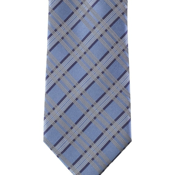 Kenneth Cole Mens Plaid Silk Self-tied Necktie, Blue, One Size