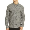 thumbnail image 1 of Kenneth Cole Mens Printed Zip-Front Button Up Shirt, Grey, Small, 1 of 3