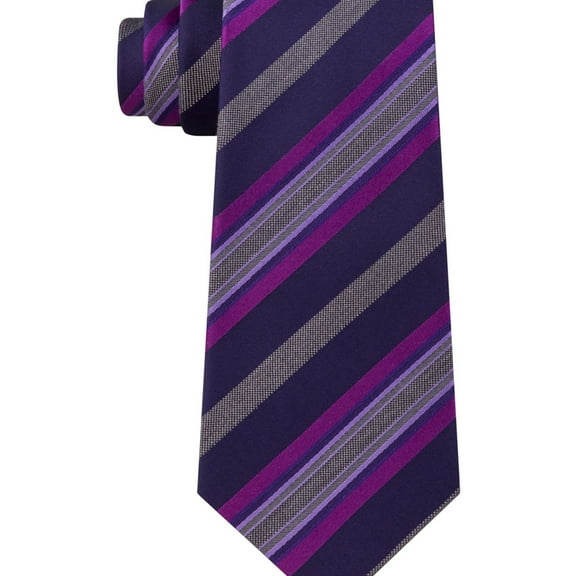 Kenneth Cole Mens Rail Stripe Self-tied Necktie, Purple, One Size