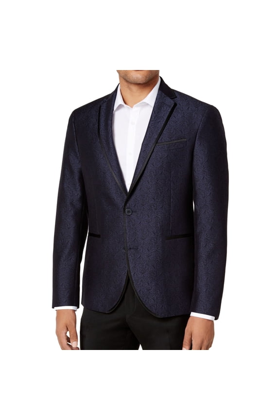 Mens Shine Dinner Two Button Blazer Jacket, Blue, 40 Regular