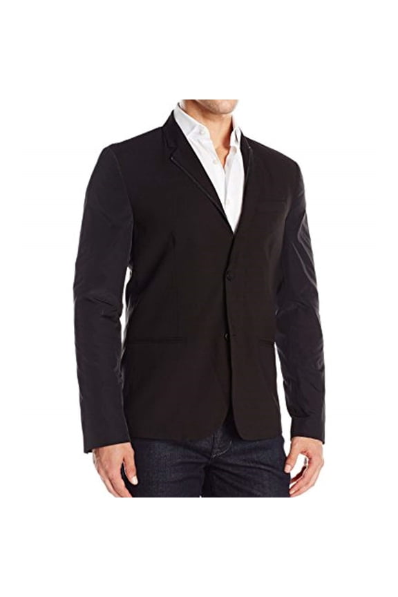 Mens Slim Fit Colorblocked Blazer Jacket, Black, XX-Large