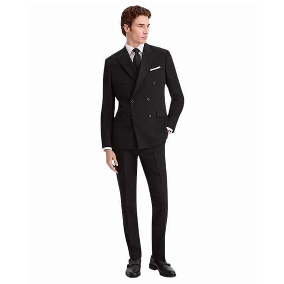 Kenneth Cole Mens Slim fit 2 Piece Double Breasted Suit 40 R Pants 33 / 32 Black