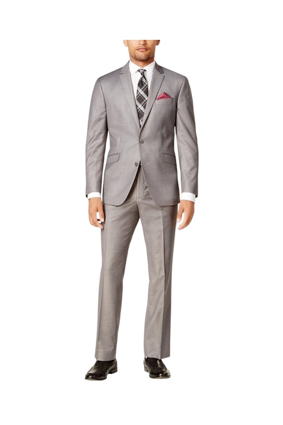 Mens Slim fit 2 Piece Suit 37 R / 30 Waist Light Grey Solid Stretch