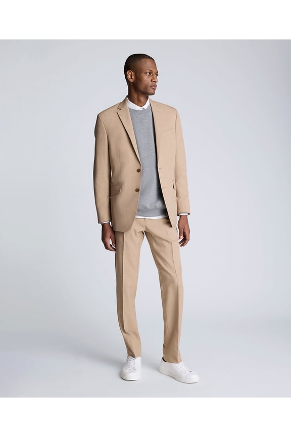 Mens Slim fit 2 Piece Suit 48 L Pants 42 / 32 Tan Solid