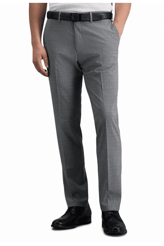 Mens Slim fit Dress Pants 30 / 32 Charcoal Grey Plaid Stretch