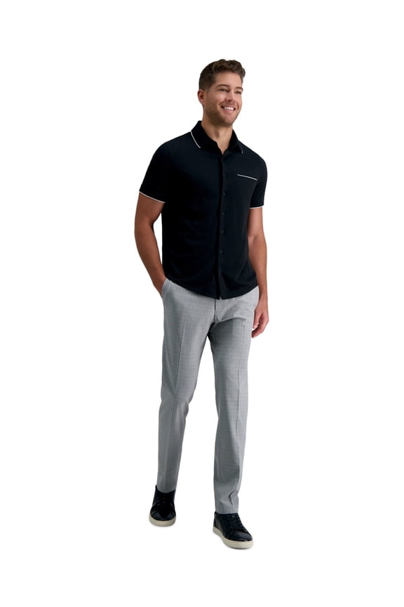 Mens Slim fit Dress Pants 32 / 34 Light Grey Check Stretch