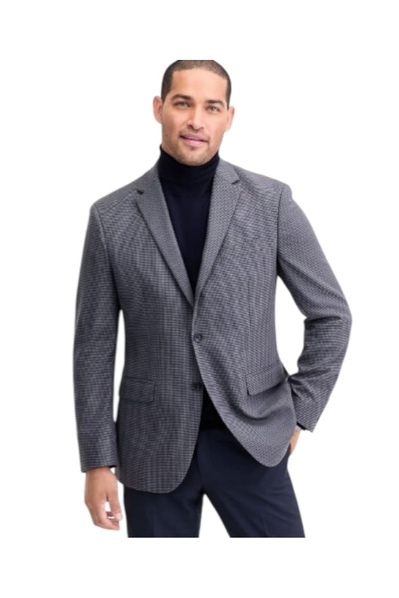 Mens Slim fit Sport Coat Blazer 42 L Charcoal Grey Check Stretch