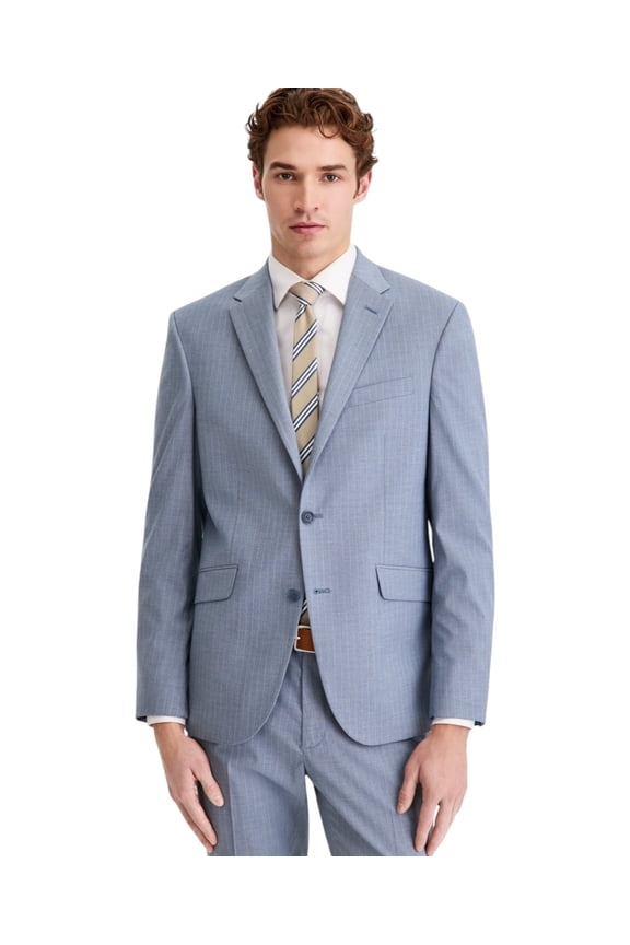 Mens Slim fit Suit Jacket Blazer 44 S Light Blue Striped