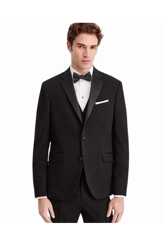 Mens Slim fit Tuxedo Jacket Blazer 36 R Black Solid