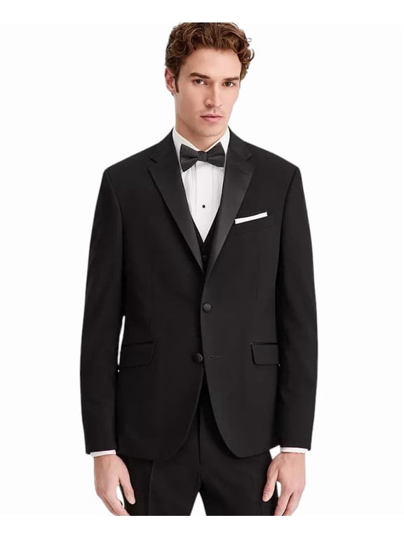Mens Slim fit Tuxedo Jacket Blazer 44 R Black Solid