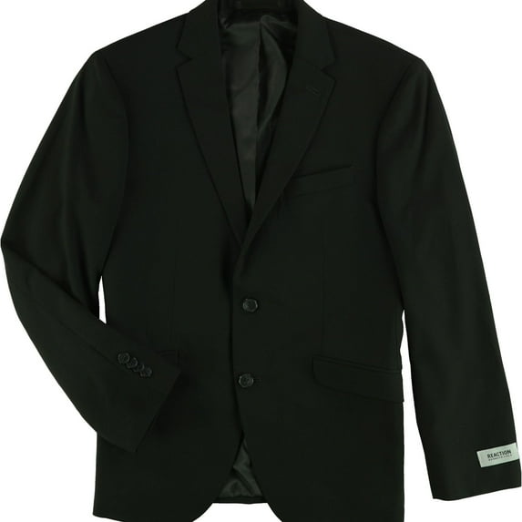 Kenneth Cole Mens Slim-fit Two Button Blazer Jacket, Black, 42 Regular