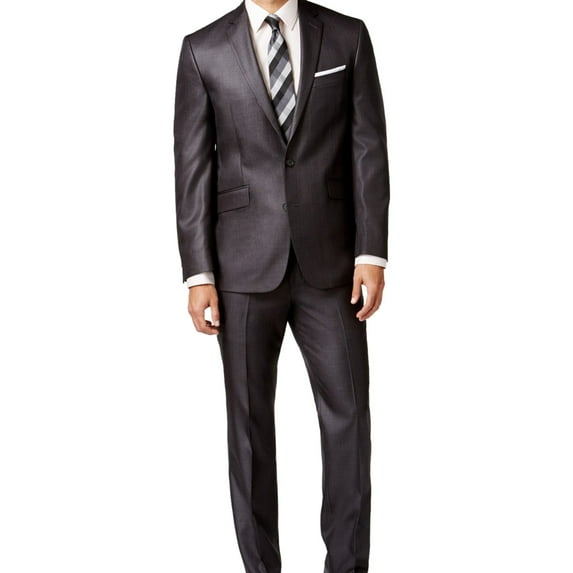 Kenneth Cole Mens Solid Dress Pants Slacks, Grey, Big & Tall, 46 BigW x UnfinishedL