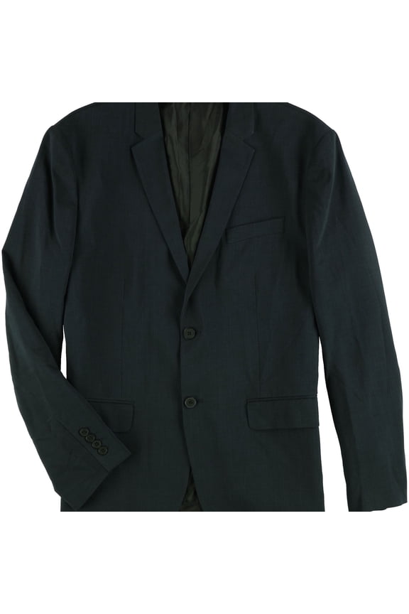Mens Solid Two Button Blazer Jacket, Blue, X-Large (Regular)