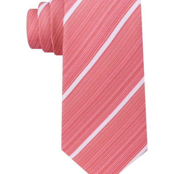 Kenneth Cole Mens Stripe Self-tied Necktie, Orange, One Size