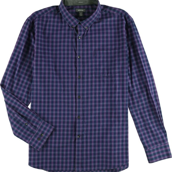 Kenneth Cole Mens Super Slim Button Up Shirt, Purple, XX-Large