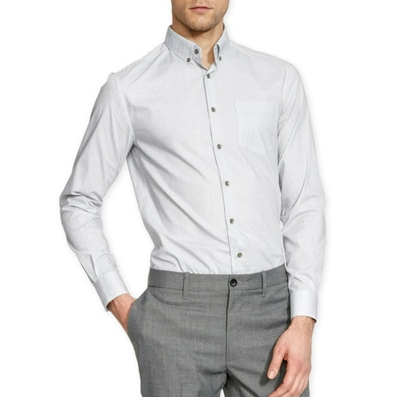 Kenneth Cole Mens Super Slim Fit Button Up Shirt, Blue, XX-Large