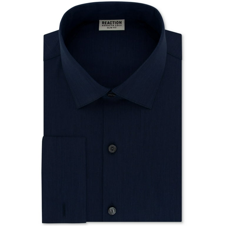 Kenneth Cole Reaction Mens Dress Shirt Blue Size 17 1/2 Slim Fit -  Walmart.com