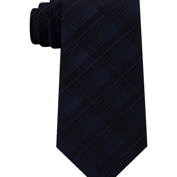 Kenneth Cole Mens Tonal Plaid Self-tied Necktie, Blue, One Size