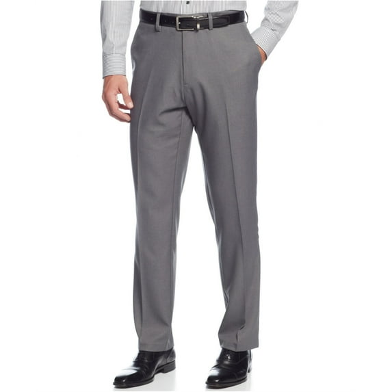 Kenneth Cole Mens Twill Casual Trouser Pants, Grey, 34W x 28L