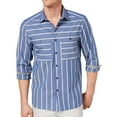 thumbnail image 1 of Kenneth Cole Mens Wide Stripe Button Up Shirt, Blue, Small, 1 of 3