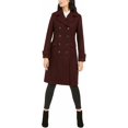 thumbnail image 1 of Kenneth Cole New York 17LMW279 Womens Double-Breasted Contrast-Piping Peacoat - Rum Raisin - XXS, 1 of 3
