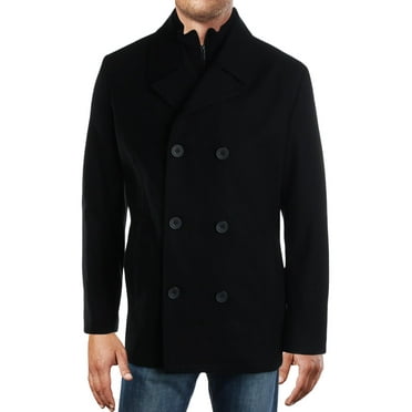 Kenneth Cole New York Mens Wool Blend Winter Pea Coat Black S