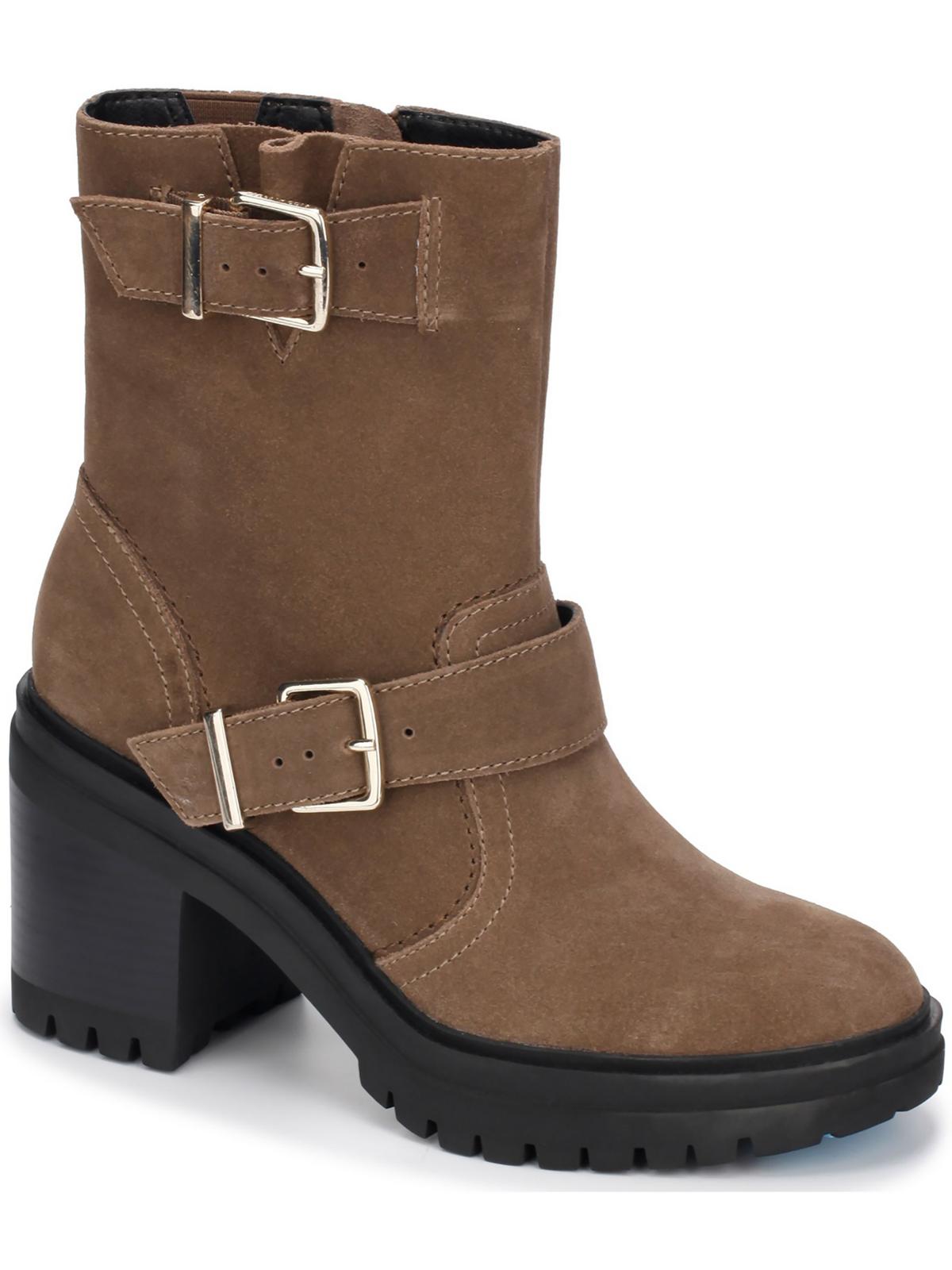 Kenneth Cole New York Womens RHODE HEEL BUCKLE  FAUX LEATHER CASUAL Ankle Boots