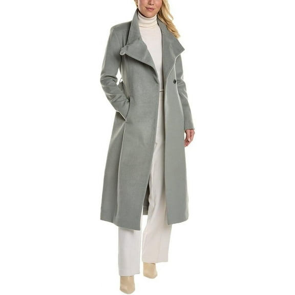Kenneth Cole New York Women's Full Length Wool Jacket Maxi Coat, Sage, 2