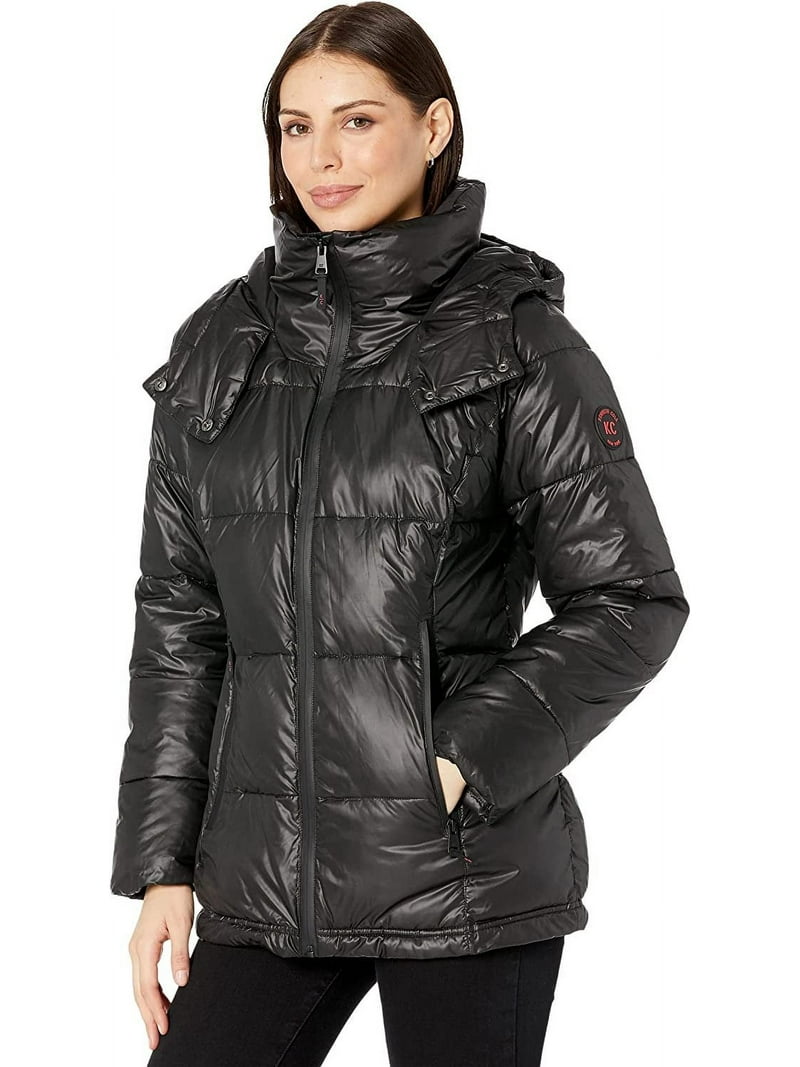 Kenneth Cole New York womens Horizontal Zip Puffer Jacket